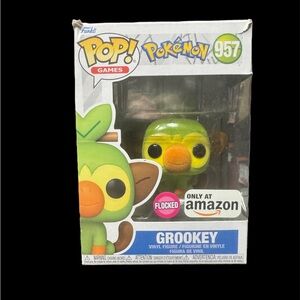 Funko Pokémon Grookey Flocked Figure - Green and Orange